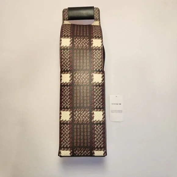 NWT Coach CN417 Wine Carrier With Plaid Print Gunmetal/Black Multi - Picture 3 of 5